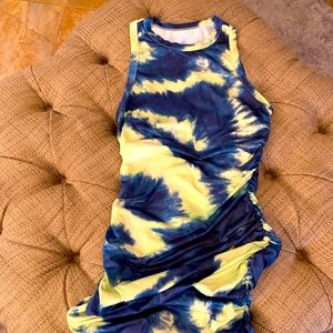 NWOT Fitted/ruched tie dye dress